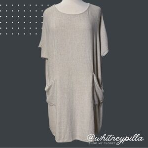 Grade & Gather Linen Blend Oversized Shift Tunic Dress with Pockets Size M/L